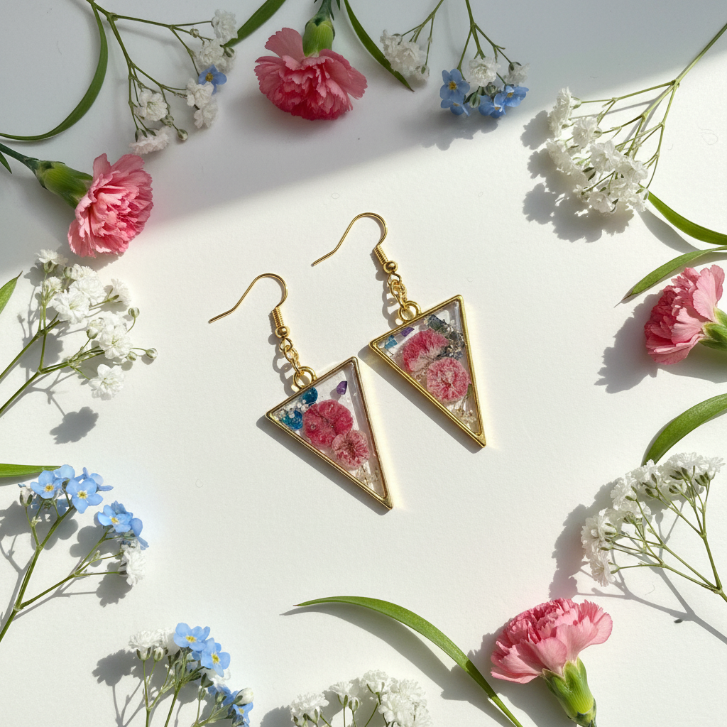 Earrings with Real Flowers